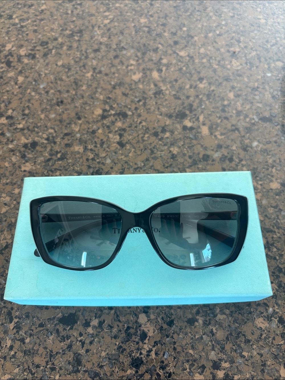 Tiffany & Co. Black Sunglasses with Tiffany Blue Case, and dust bag